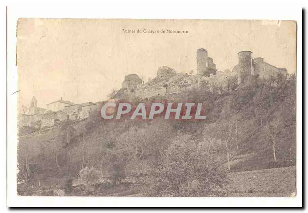 Ruínas do Castelo de Montmorin — Montmorin, Hérault — editor: A. Laffon, século XIX - Frente