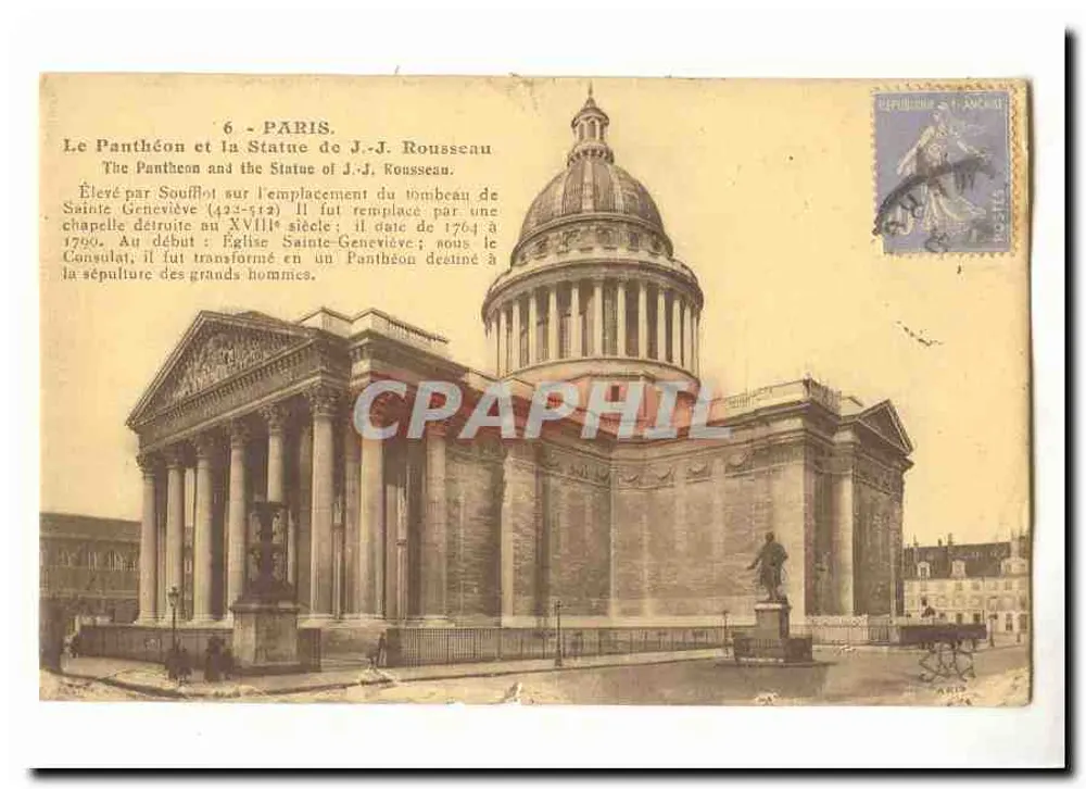 Paris — Der Pantheon und die Statue von J.-J. Rousseau — Verlag nicht sichtbar - Vorderseite