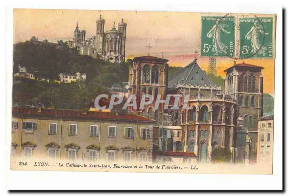 LYON — Kathedrale Saint-Jean, Fourvière und Turm von Fourvière — LL. — n° 254 - Vorderseite