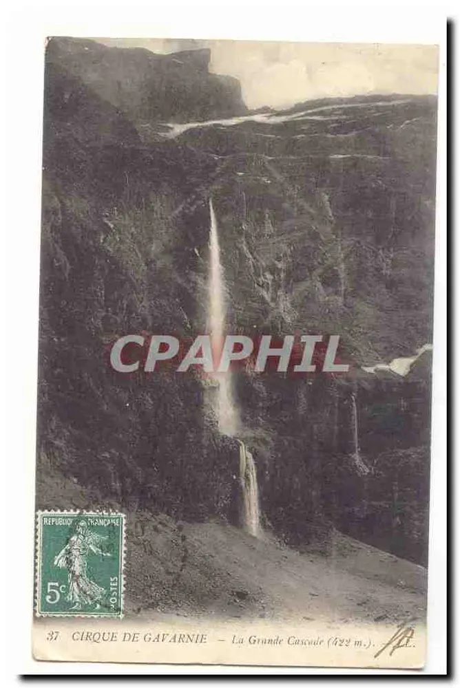 Cirque de Gavarnie — La Grande Cascade (422 m.) — editore sconosciuto, n° 37 - Recto
