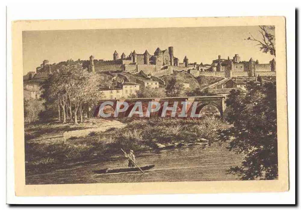 Schloss Carcassonne — Panoramablick — Verleger unbekannt - Vorderseite