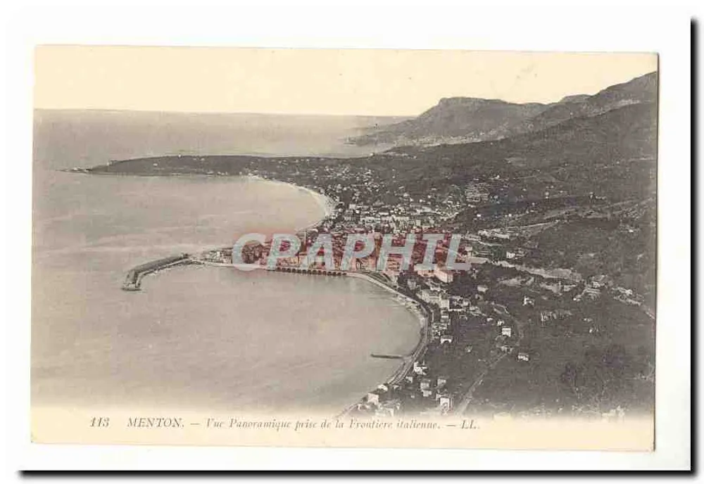Menton — Panoramablick vom italienischen Grenzgebiet — LL, n° 113 - Vorderseite