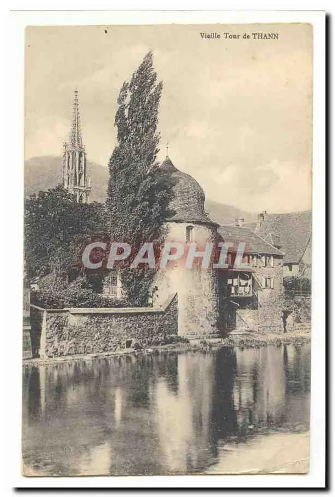 Oude Toren van THANN — pittoreske uitzicht met kerk en vijver - Voorkant