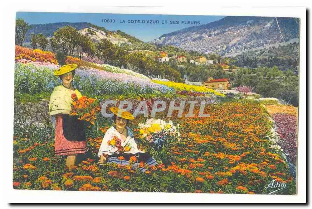 A Côte-d'Azur e suas flores — série 10633 — editor Adia - Frente