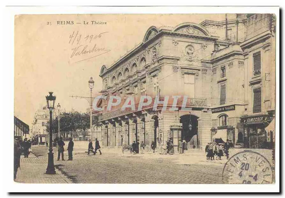 Reims — O Teatro — editor: Bilhete postal moderno n°25 - Frente