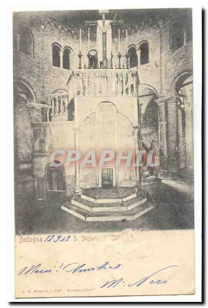 Innenansicht der Basilika Saint-Stefano in Bologna — Verlag O. B. Brugnoli e Figli, n° 20 - Vorderseite
