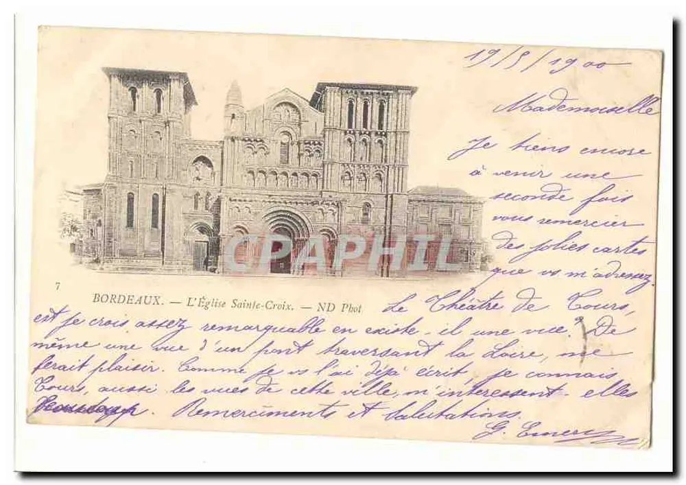 Bordeaux — A Igreja de Santa Cruz — ND Phot - Frente