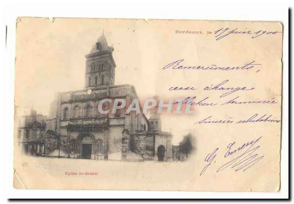 Kerk van Sint Seurin — Bordeaux — onbekende uitgever, serie-nummer niet zichtbaar - Voorkant