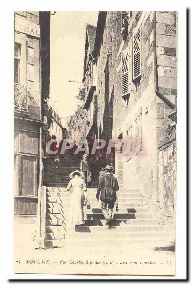 Morlaix — Rue Courbe, genannt die Treppe mit hundert Stufen — L.L. - Vorderseite