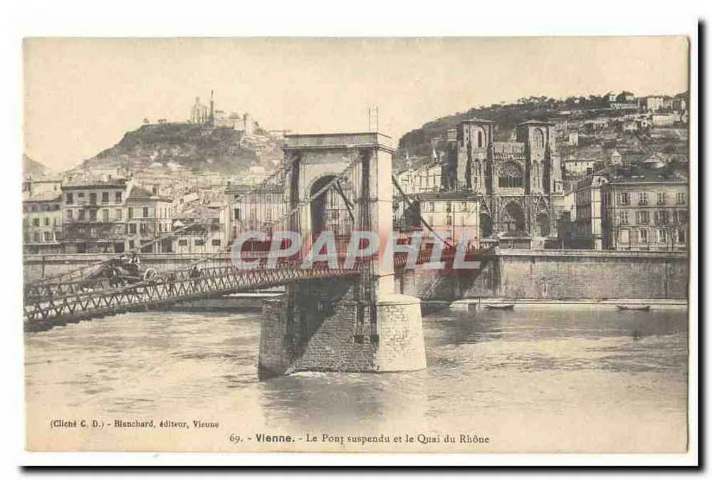 Wien — Die Hängebrücke und der Rhône-Uferweg — Cliché C. D., Verlag Wien, n° 69 - Vorderseite