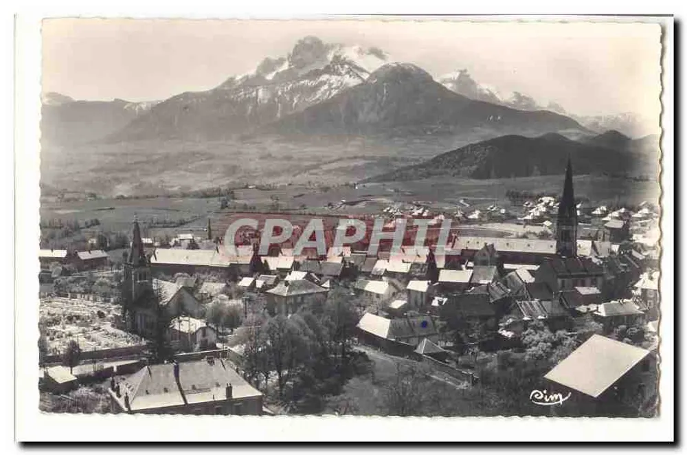 Alpine Village — Panoramablick mit schneebedecktem Berg — Graphphil - Vorderseite