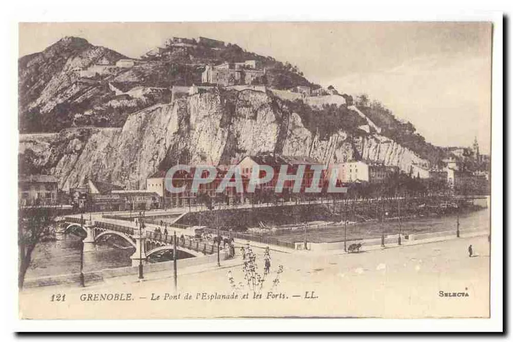 Grenoble — O Ponte da Esplanada e os Fortes — Selecta, n° 121 - Frente