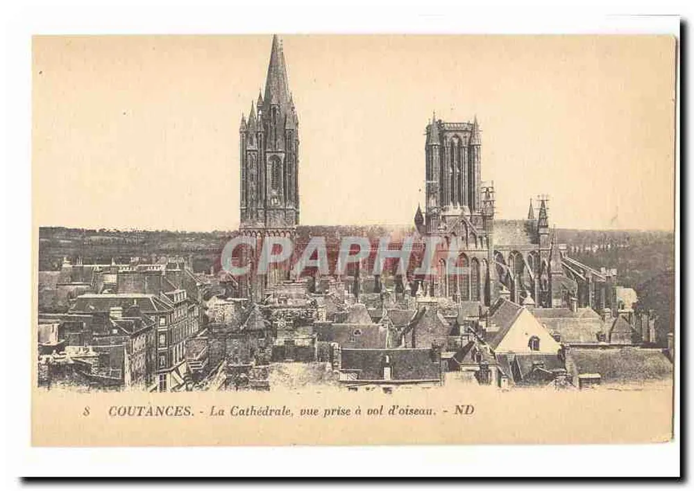 Coutances - Die Kathedrale, Blick aus der Vogelperspektive - ND - Vorderseite