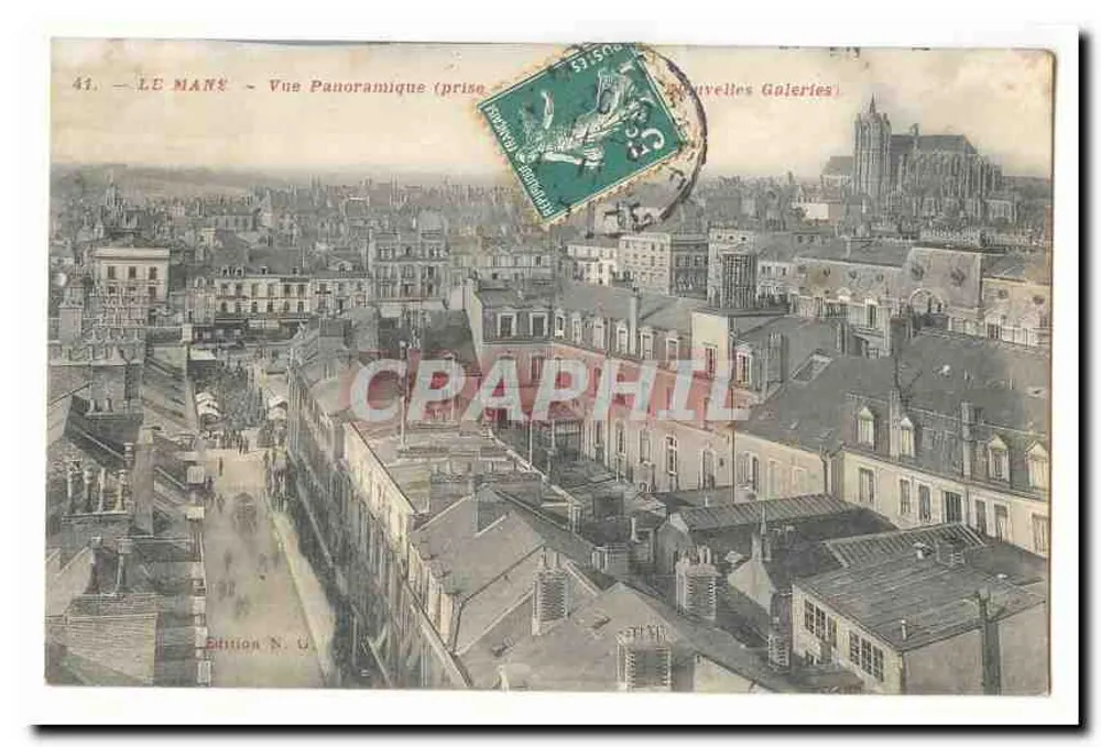 Le Mans — Panoramablick (aufgenommen in den Nouvelles Galeries) — Ausgabe N. G. - Vorderseite