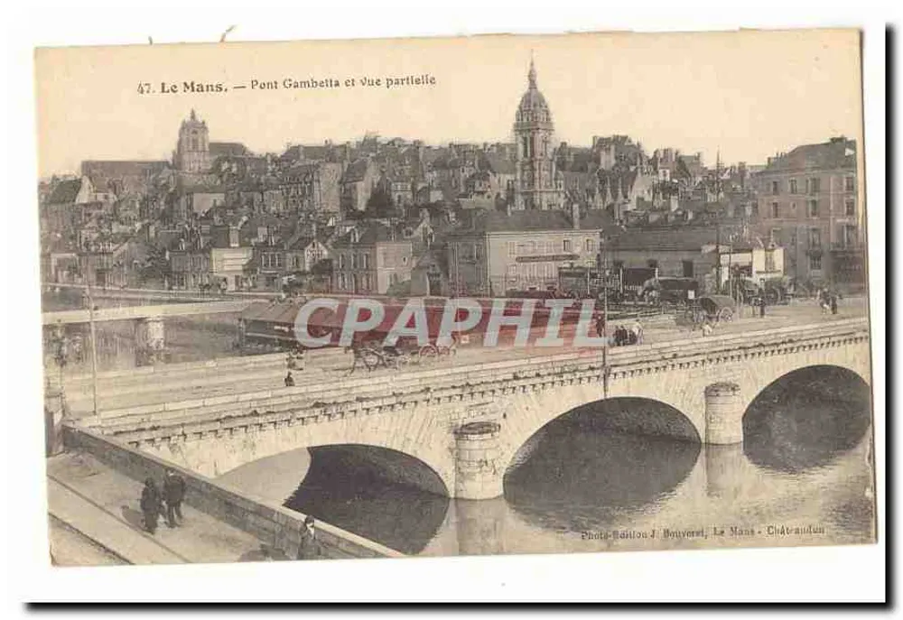 Le Mans — Pont Gambetta und Teilansicht — Foto Hamilton J. Bouyorel, Le Mans - Château-l'Évêque - Vorderseite