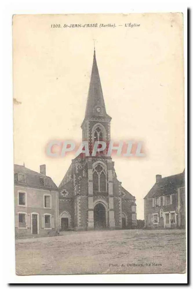 St-Jean-d'Assé (Sarthe) — A Igreja — Fot. A. Delbeau, Le Mans - Frente