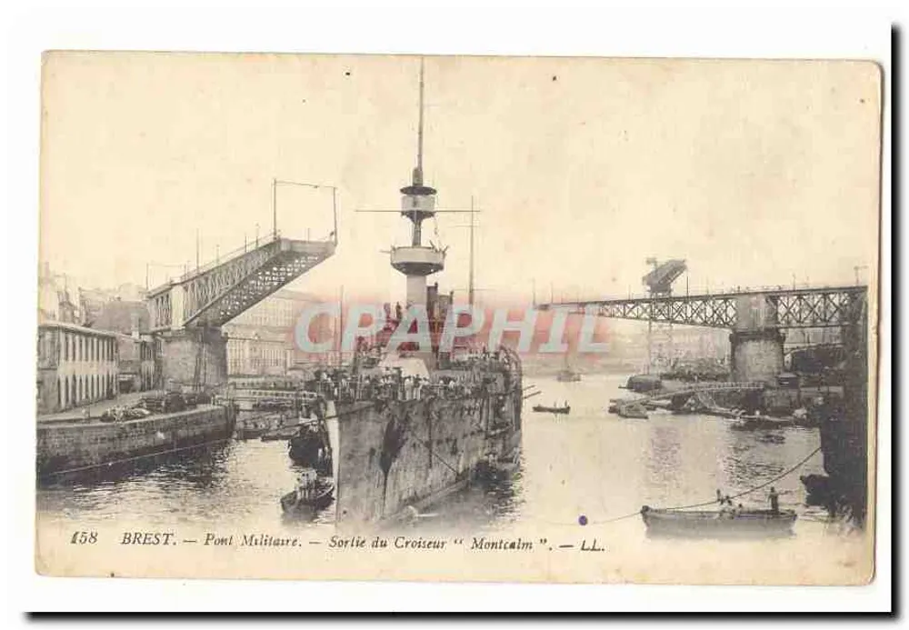 Brest — Militärbrücke — Abfahrt des Kreuzers "Montcalm" — LL - Vorderseite