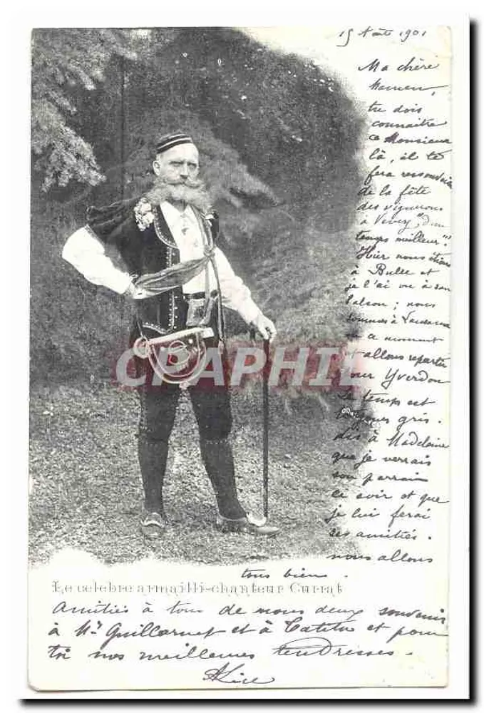 Der berühmte Armagnac-Sänger Currat — datierter Fotografie vom 15. August 1901 - Vorderseite