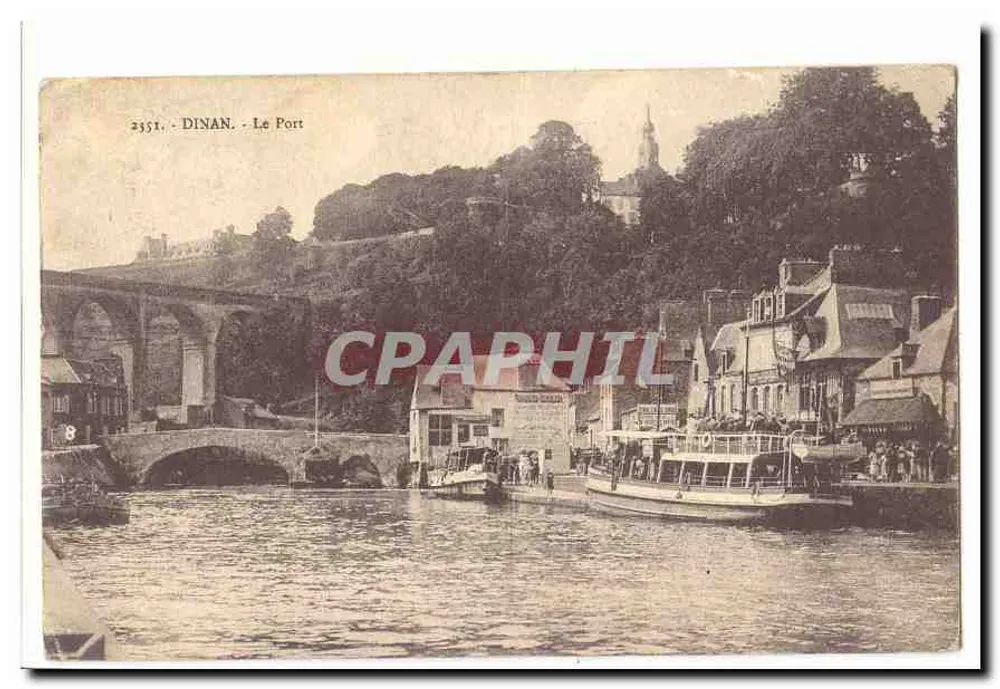 Dinan - O Porto — vista do porto com ponte de pedra e barcos — n° 2351 - Frente