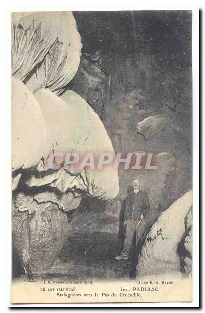 Stalagmiten zum Crocodile-Pass — Lib. Brusel, St-Cern (Lot) — Foto von E.-A. Martel, Jos. PADIRAC - Vorderseite
