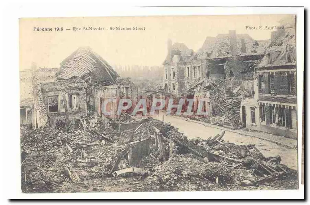 Pâronna 1919 — Rue St-Nicolas - Rua St-Nicolas — Fot. É. Souillard - Frente