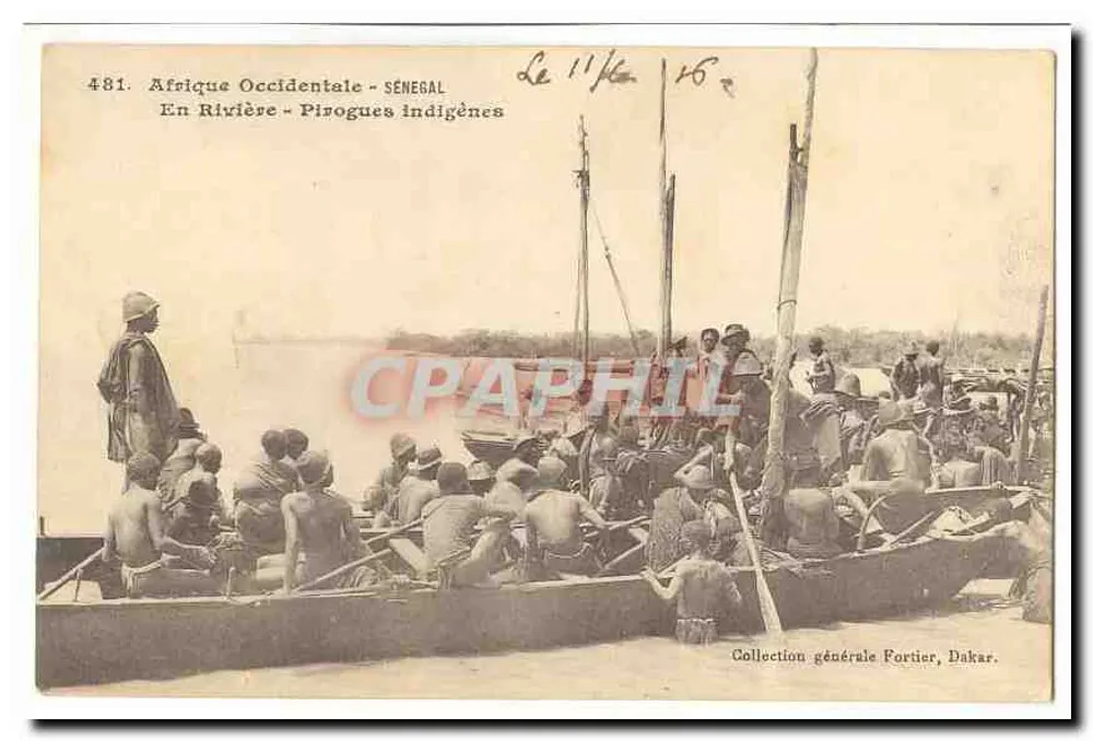 Westafrika - SENEGAL — An der Fluss — Einheimische Kanus — Allgemeine Sammlung Fortier, Dakar - Vorderseite