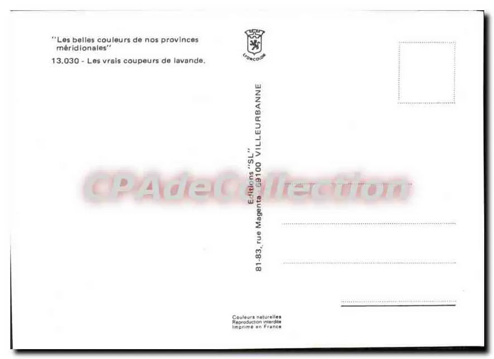 Cây hương thảo nở hoa — thu hoạch — Nhà xuất bản Villeurbanne - Mặt sau