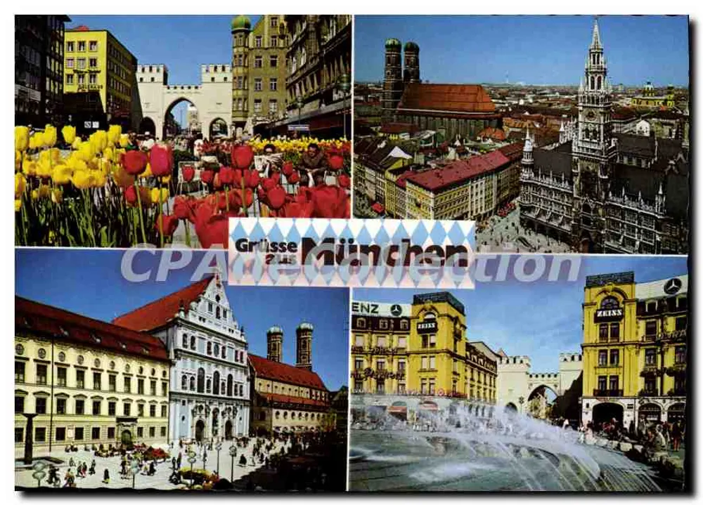 Munique — vista panorâmica — editor Huber KG, n° 8824 - Frente