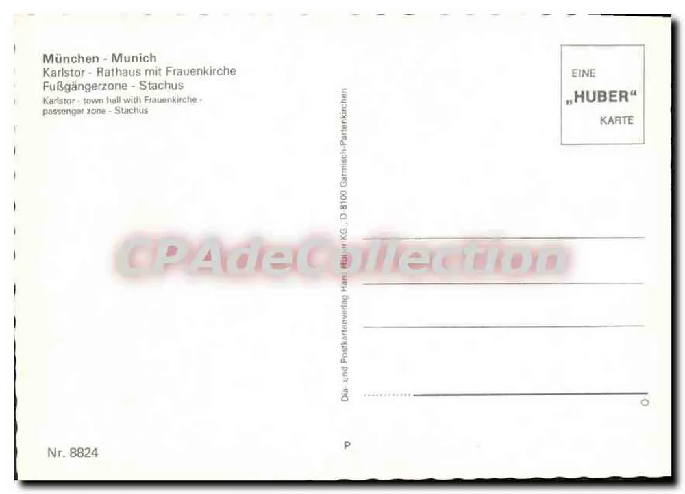 Munique — vista panorâmica — editor Huber KG, n° 8824 - Verso