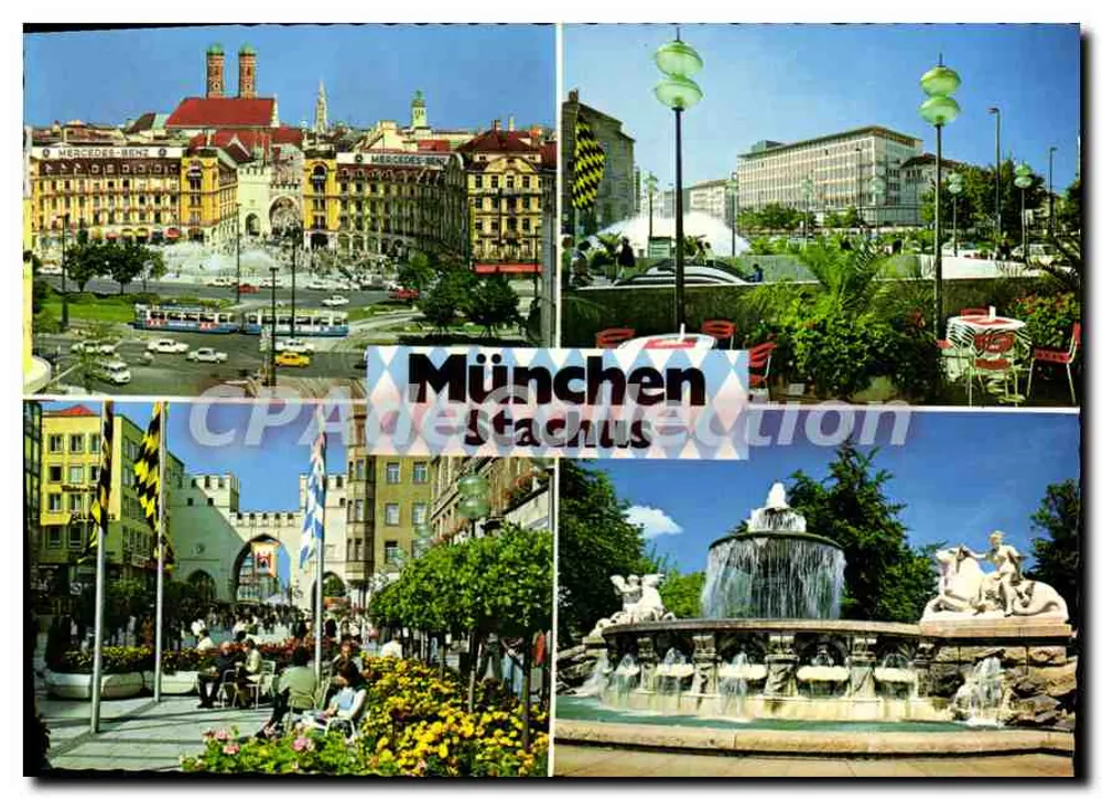 Munique - Stachus — vista panorâmica — HUBER Carta Nr. 6075 - Frente