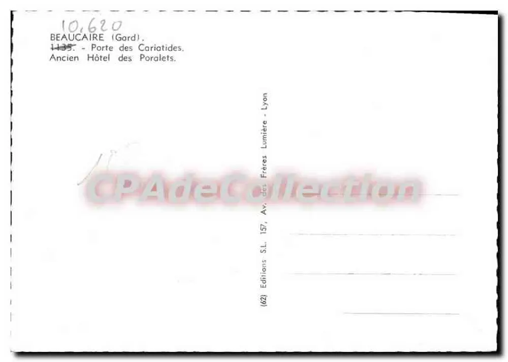 Beauchâtre (Gard) — Tor der Karyatiden — ehemaliges Hotel der Poralets — S.L. Editions Lyon - Rückseite