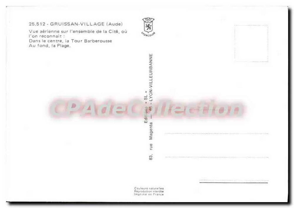 Gruissan-Village (Aude) — Luftbild — Éditions SL Lyon-Villeurbanne - Rückseite