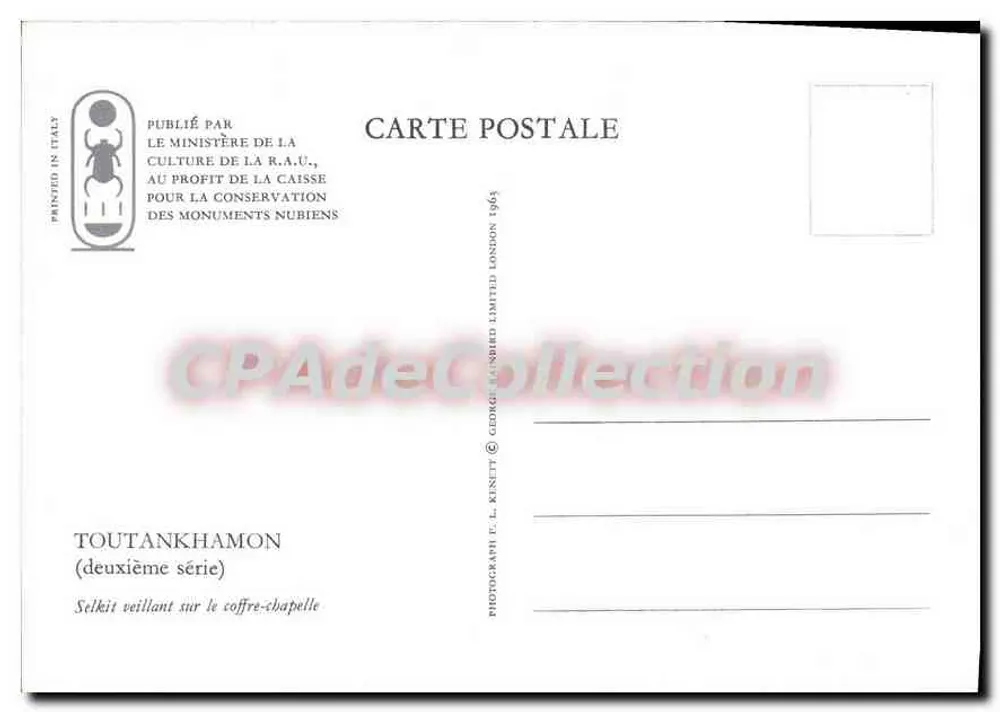 Tutancâmon — Selkît vigiando a câmara do cofre — Editor: E. L. Kinet, série 2 - Verso