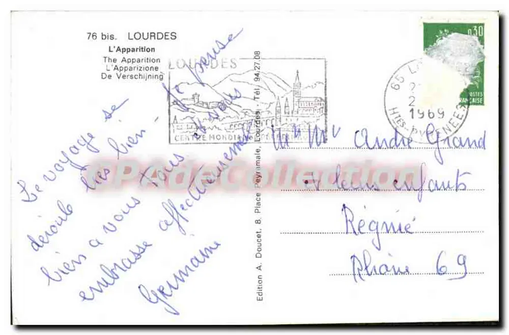 İnci Kutsal Kavram — Lourdes'te Görünüm — A. Doucet Editörü, n°76 bis - Arka yüz