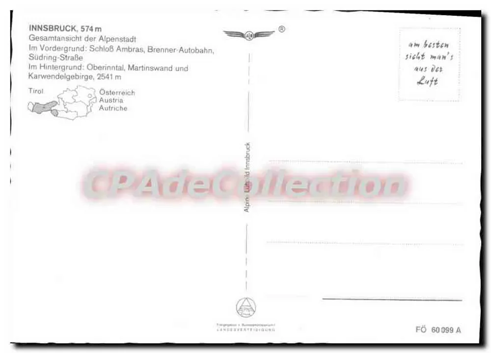 Olympiastadt Innsbruck — winterliche Luftaufnahme — Landesverwaltung Tirol - Rückseite