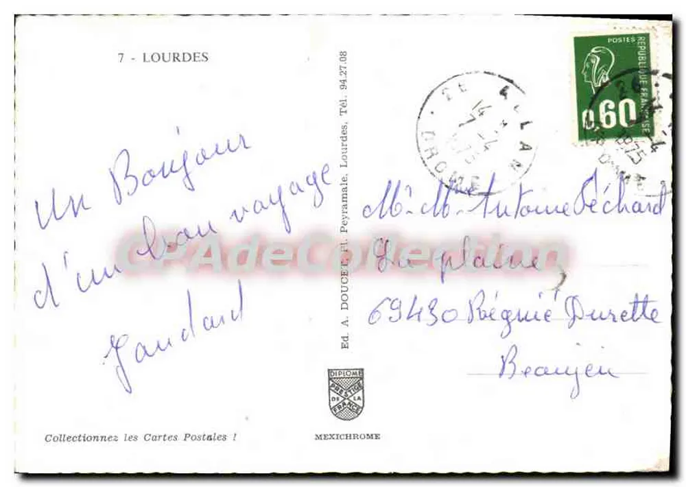 Lourdes — Souvenir of Lourdes — Published by A. Doucet, Mexichrome - Back