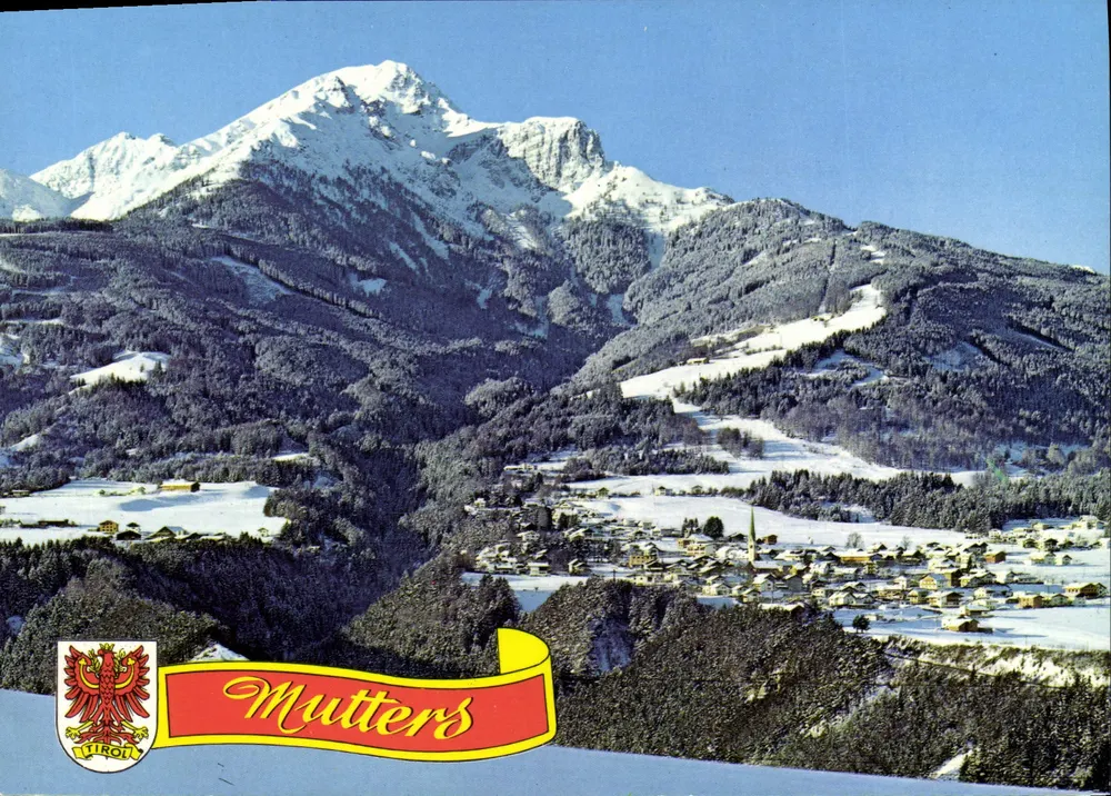 Mutterers — Ansicht des Schiparadies und der Nockspitze, 2406 m — Tirolien Kunstverlag Chizzaui - Vorderseite
