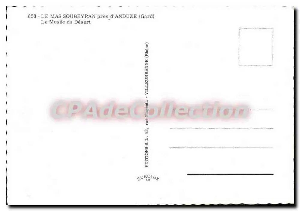 Le Mas Soubeyran près d'Anduze — Musée du Désert — Éditions S.L. EUROLUX - Verso