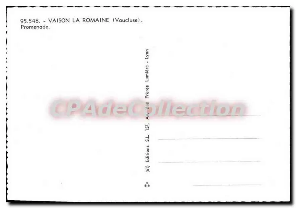 Vaison la Romaine — Passeio — Éditions SL. Lyon - Verso