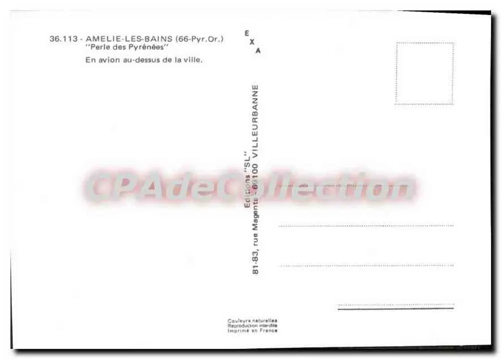Amélie-les-Bains (66-Pyr. Or.) — 'Perle des Pyrénées' — 'SL' Editions Villeurbanne - Rückseite