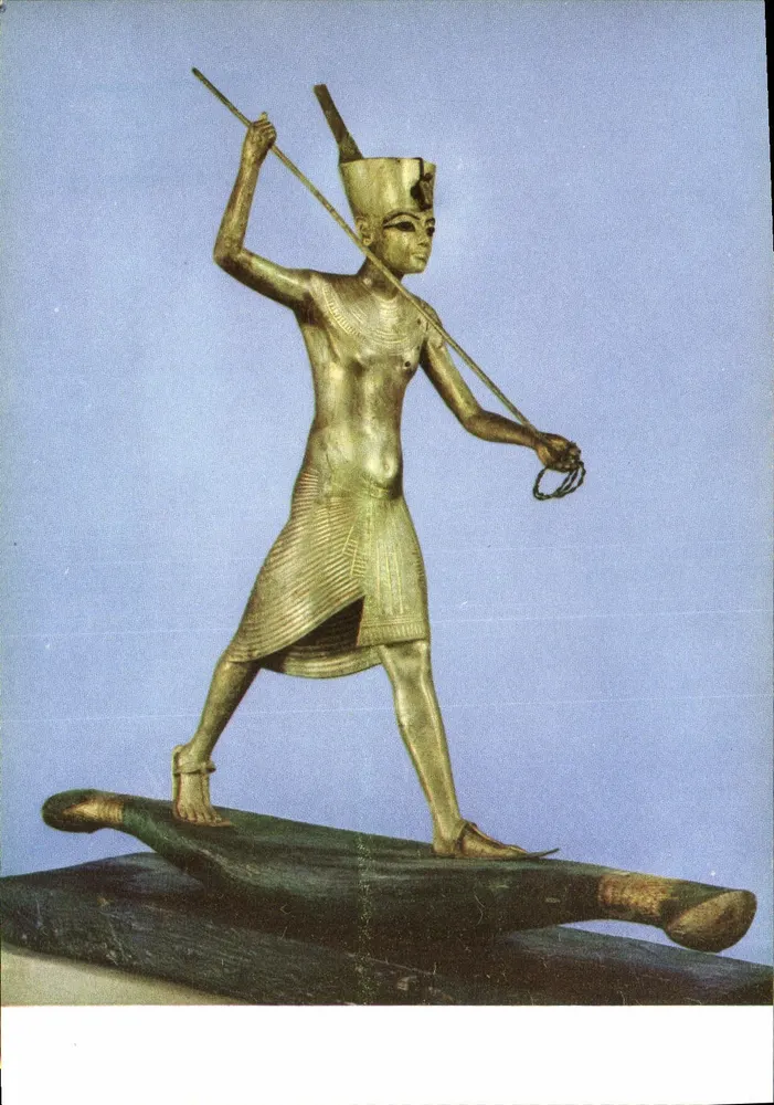 Tutankhamun — em um bote — fotografia F. L. Kenett, primeira série - Frente