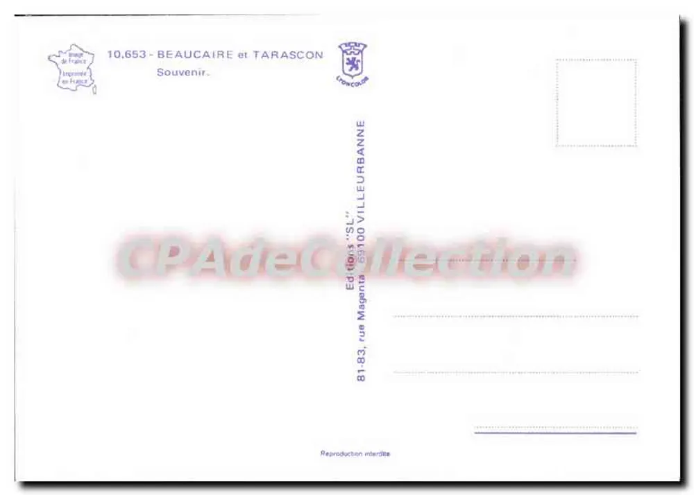 Beaucaire e Tarascon — Lembrete — Edições 'SL' Magenta - Verso