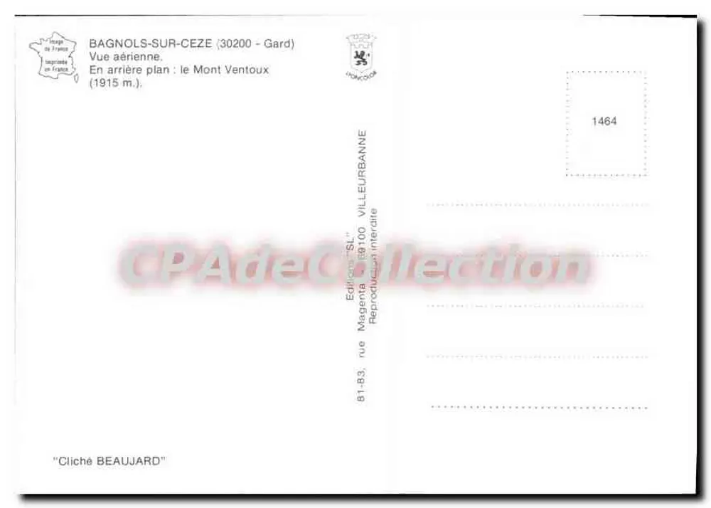 Bagnols-sur-Cèze — Luftbild — Magenta-Ausgabe - Rückseite
