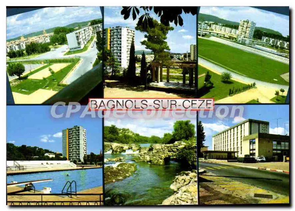Bagnols-sur-Cèze — Ansicht der modernen Stadt und der Sautadet-Wasserfälle — 'SL'-Ausgaben - Vorderseite