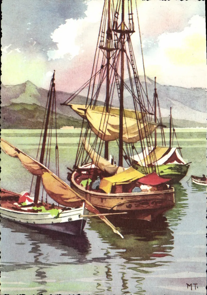 Port statków żaglowych — widok morski — wydawca CPADeCollection, nr 4215-4/20 - Awers