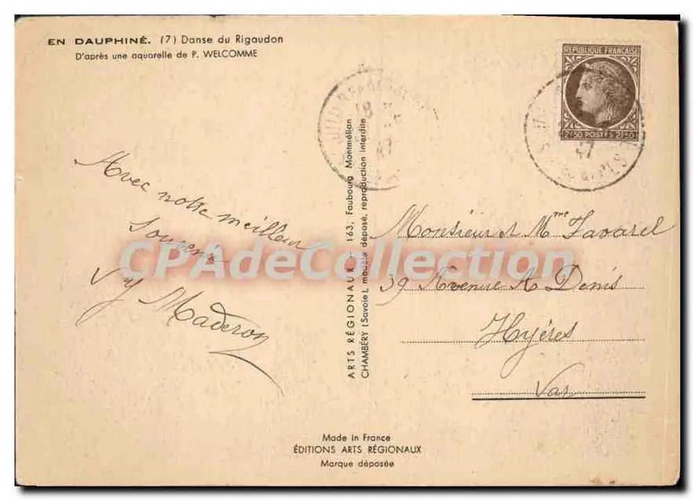 Danse du Rigaudon — En Dauphiné — Éditions Régionales - Verso