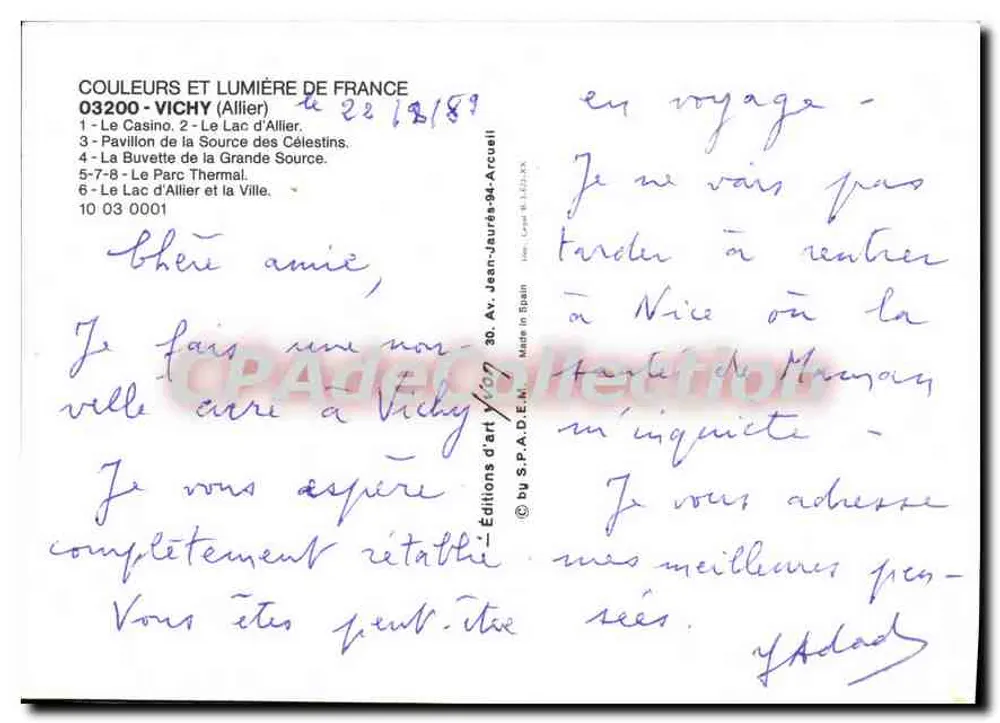 Vichy — Panoramablick — Éditions d'Art Jean-Jauréa-94 - Rückseite