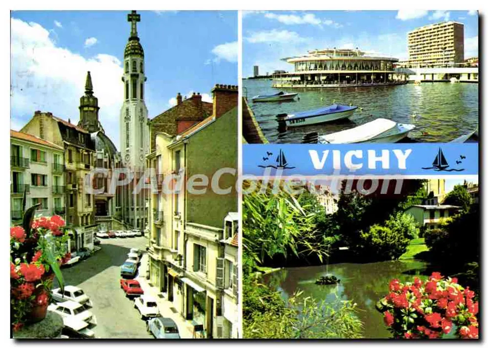 Vichy — Igreja de Santa Blaise, A Rotonda do Lago e o Porto — Editor: Abeille Cartes - Frente