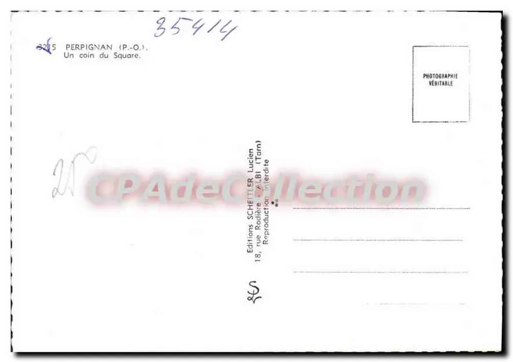 Perpignan — Um canto do Square — Editions Schetter Lucien - Verso