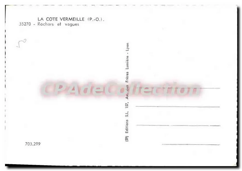 A Costa Vermelha (P.-O.) — Rochas e ondas — Edições S.L. Lyon - Verso